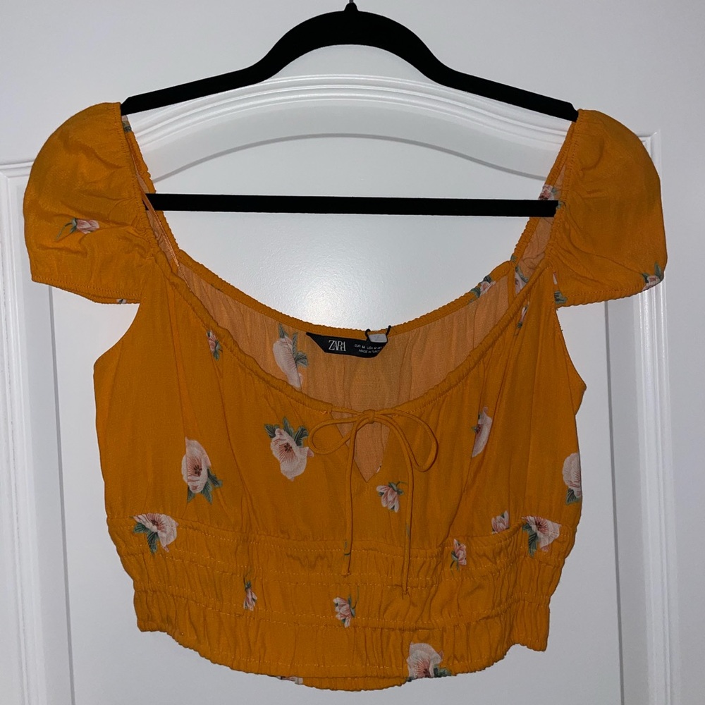 Zara Summer Floral Crop Shirt
